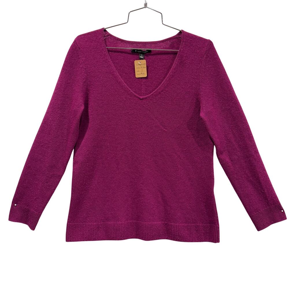 41 Hawthorne 100% Cashmere Deep V-Neck Sweater in Plum Size Small